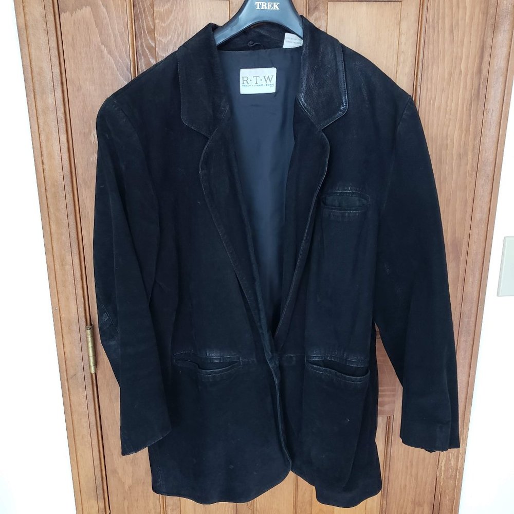Vintage Black Suede Blazer Sz Lg/14